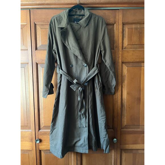 NWT Madewell Women's Belted Trench Coat in Drapey Twill Dark Olive Size XXL - Picture 4 of 16